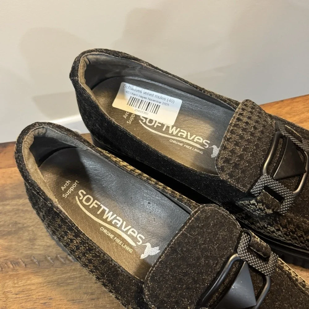Softwaves Women's Size 40 / 9.5 Varena Velvet Loafer Chunky Houndstooth Platform